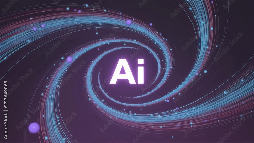 Poster ai-inspired abstract swirl: a captivating digital artwork showcases the fusion of artificial intelli