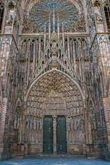Strasbourg in France, the Notre-Dame cathedral in the old city center
