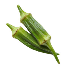 Two fresh green okra pods