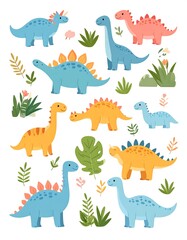 Cute Dinosaur Illustration Collection.