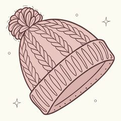 Stylish knitted winter hat with pompom