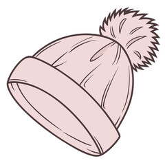 Illustration of a pink winter hat with pompom