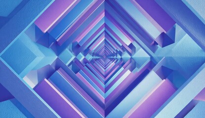 Geometric tunnel of vibrant blues and purples