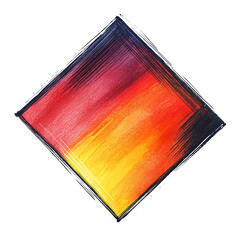 Diamond-shaped graphic, vibrant colors