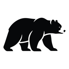 Majestic black bear silhouette walking wild animal nature graphic art