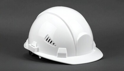 White safety hard hat, construction, industrial, safety equipment, protective gear.