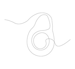 Obraz premium One line avocado icon. White image background. Continuous line drawing of avocado. Vector illustration. Avocado linear icon, Avocado Line icon, Sketch and Doodle Design.