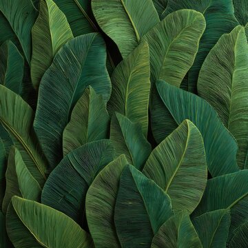 Lush green tropical leaves densely packed