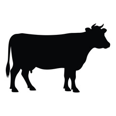Silhouette of a holstein cow standing profile side view farm animal livestock bovine