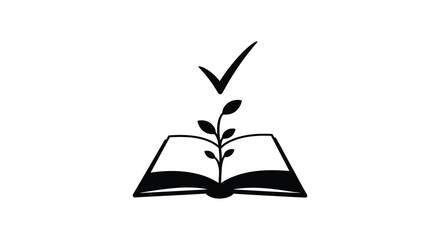 A book with a plant growing out of its pages symbolising knowledge