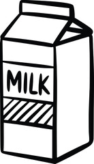 Hand drawn sketch of a milk carton product packaging simple beverage container