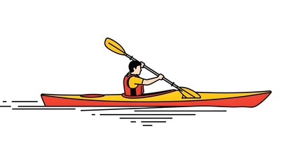 Kayaking on the water a person paddling a kayak in the sunshine.