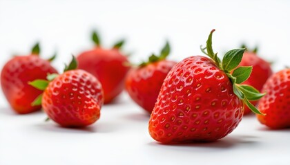 Fresh strawberries in bunches, showcasing their vibrant red color and glossy freshness.