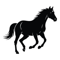 Obraz premium Majestic silhouette of a galloping horse in motion against white