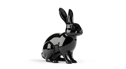 Black glossy rabbit figurine statue art decor.