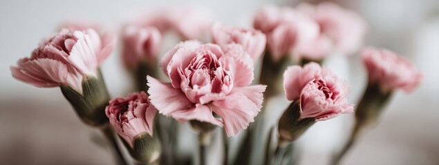 Close-up of delicate pink carnations