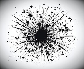 Abstract black ink splatter radiating outward