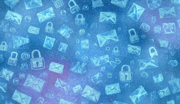 Abstract digital pattern of email and lock icons