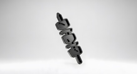 Black Skewers Icon 3D Render Food Grill Barbecue.