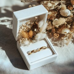 gift box with golden ribbon on white