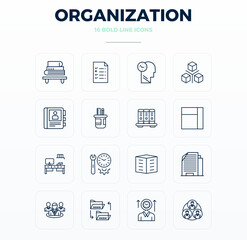 Organization Essential Vector Set including 16 PIXEL Perfect Bold Outline 128x128 Icons