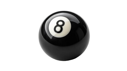 A close up of an eight ball isolated on transparent background, perfect for game night or a billiards themed event or promotion