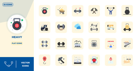 Heavy Scalable Vector Set featuring 24 PIXEL Perfect Flat 128x128 Icons