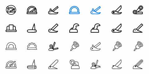 Collection of various mechanical and industrial components and parts in a line art style design