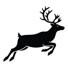 Majestic silhouette of a reindeer in full gallop antlers held high