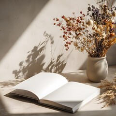 open book with flowers