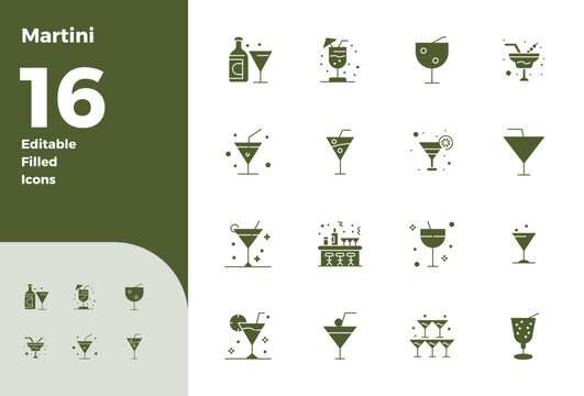 Martini featuring 16 128x128 Vector Icons in Filled Design