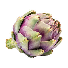 Obraz premium Close-up of a vibrant purple-green artichoke head