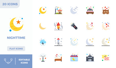 20 128x128 Flat Colorful Vector Icons optimized for Nighttime PIXEL Perfect display