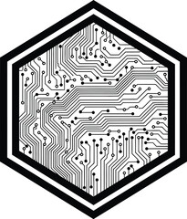 Hexagon Circuit Board, Electronic Network, Data Flow