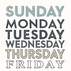 Stylish Days of the Week graphic design print.