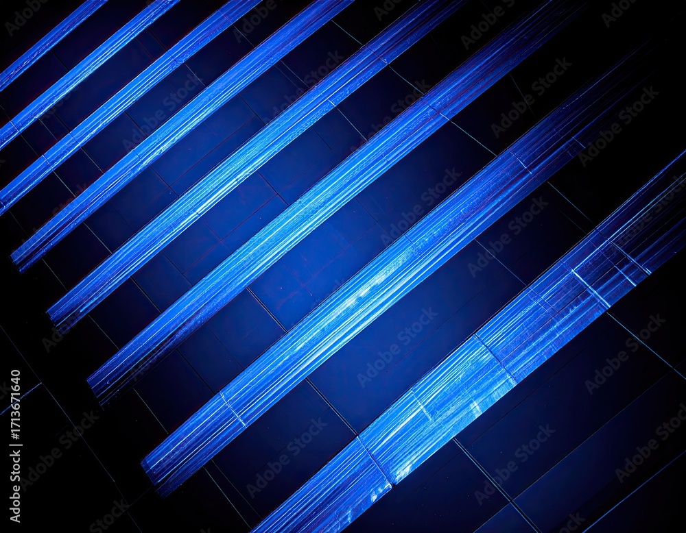 Aufkleber dynamic blue light beams creating a sleek, futuristic diagonal pattern on a dark background. perfect