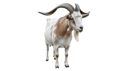 Male goat with long horns isolated PNG with Transparent Background