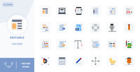 24 128x128 Vector Icons for Editable with PIXEL Perfect Flat clarity