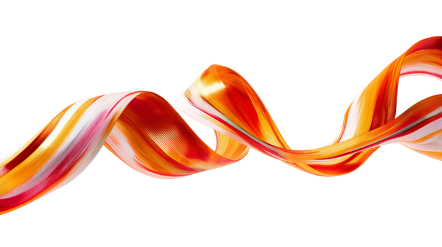 Abstract swirling ribbons of orange and white