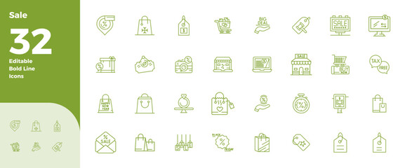Sale Scalable Vector Set featuring 32 PIXEL Perfect Bold Line 128x128 Icons