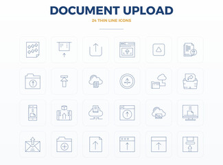 Document Upload Premium Vector Bundle with 24 128x128 PIXEL Perfect Thin Line Icons