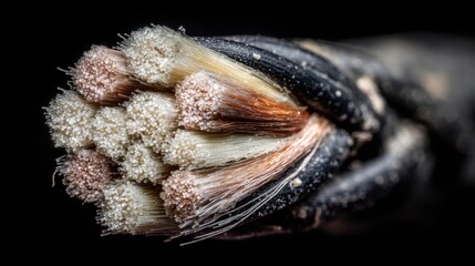 Close-Up of Electrical Copper Wire Conductors with Insulation on Dark Background
