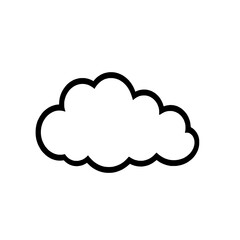 Single Black Outlined Cloud Icon: Simple, Flat Design on White Background