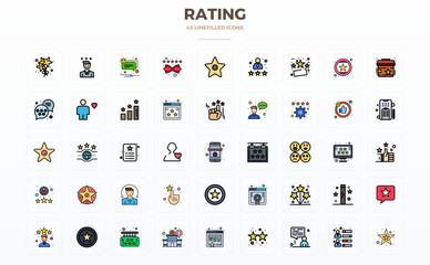 Rating Vector Graphics featuring 45 Flat Line Filled PIXEL Perfect 128x128 Designs