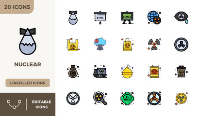 Nuclear Vector Graphics featuring 20 Lineal Color Filled PIXEL Perfect 128x128 Designs