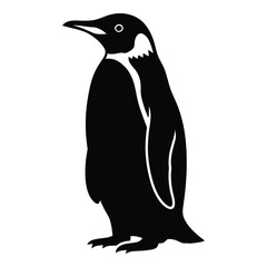Majestic emperor penguin silhouette standing proudly isolated on
