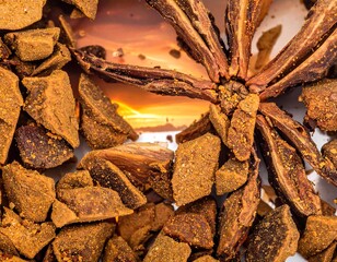 Close-up spice view, sunset scene