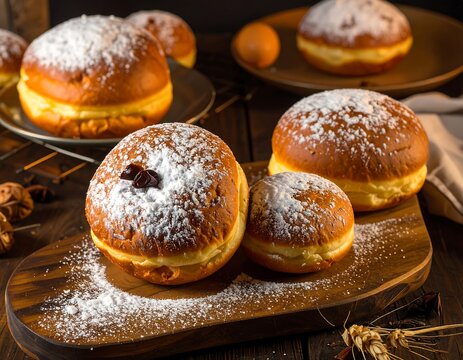 Delicious pastries dusted with powdered sugar