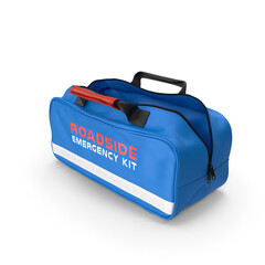 Blue roadside emergency assistance kit bag for rescue operations