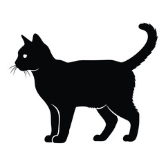 Sleek black cat silhouette standing alert a classic pet icon for design